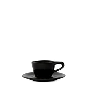 Porcelain Black Lino Single Cappuc 5oz /15cl