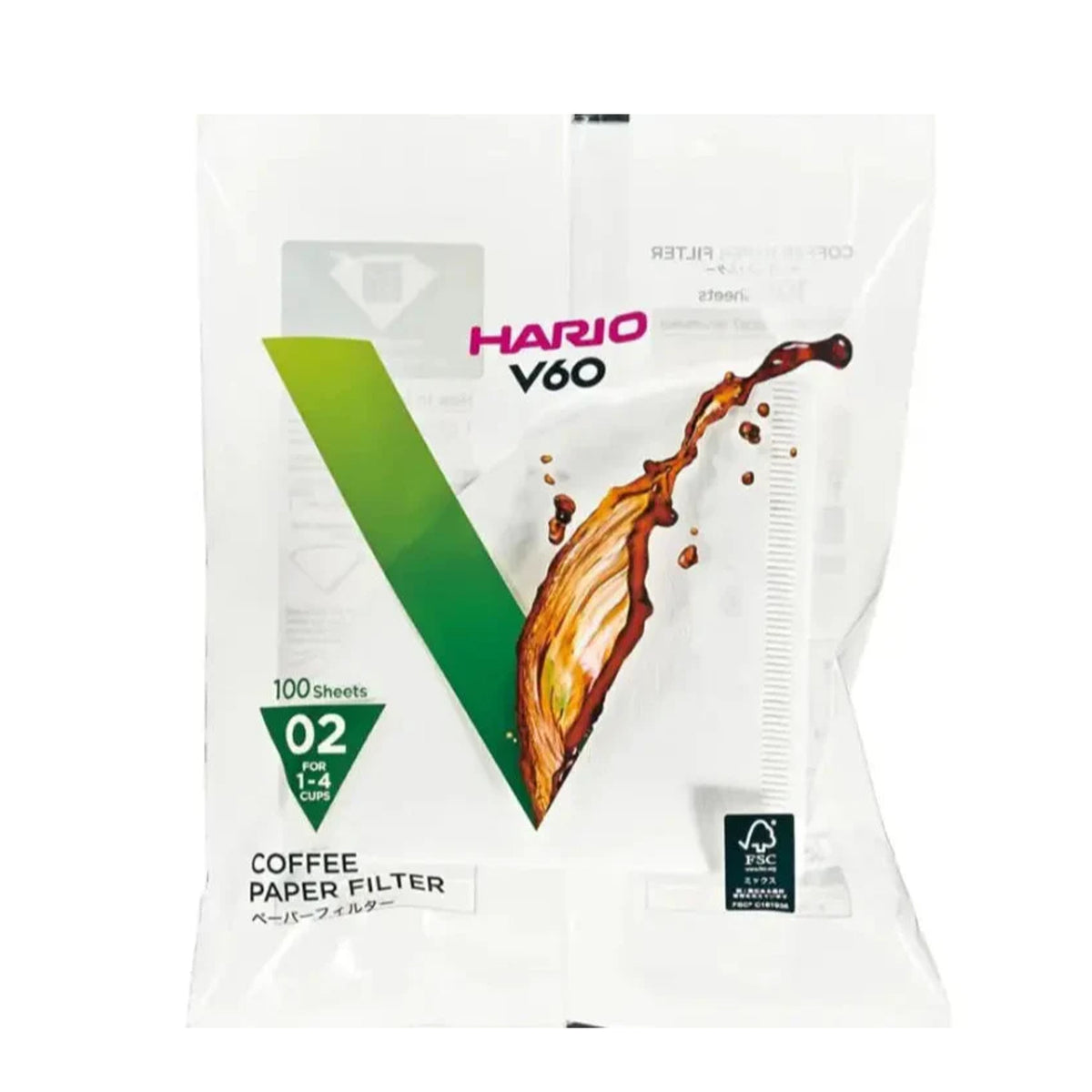 Japanska pappersfilter V60 Storlek 2 Blekta 100st – Hario