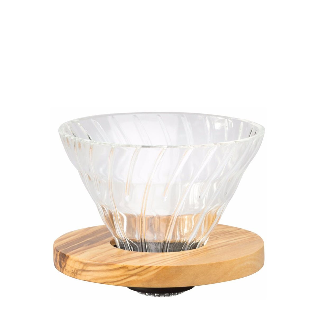 Glass Coffee Dripper V60 02 - Olive Wood